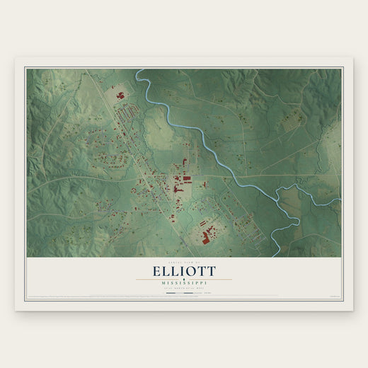 Elliott, Mississippi map print, the full design