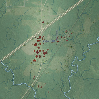 Second close-up of the map of Ellisville, Mississippi print showing more streets and buildings