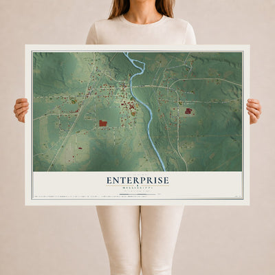 Map of Enterprise, Mississippi, 24 x 36 inch unframed archival matte print