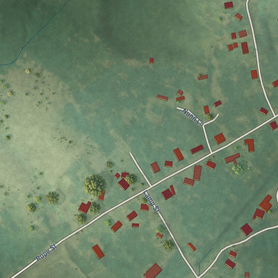 Second close-up of the map of Ethel, Mississippi print showing more streets and buildings