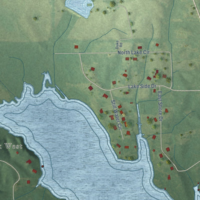 Second close-up of the map of Eupora, Mississippi print showing more streets and buildings