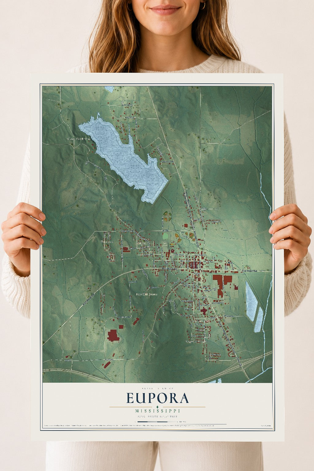 Map of Eupora, Mississippi, 18 x 24 inch unframed archival matte print