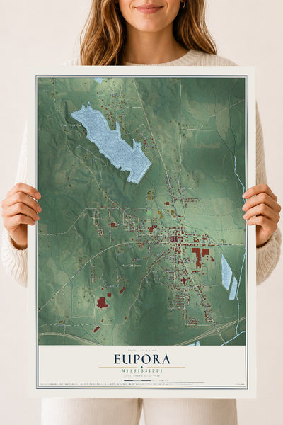 Map of Eupora, Mississippi, 18 x 24 inch unframed archival matte print