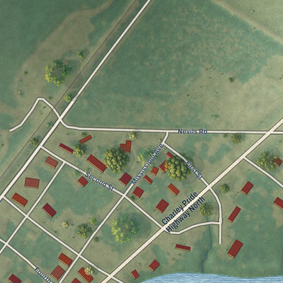 Close-up of the map of Falcon, Mississippi print showing street and building detail