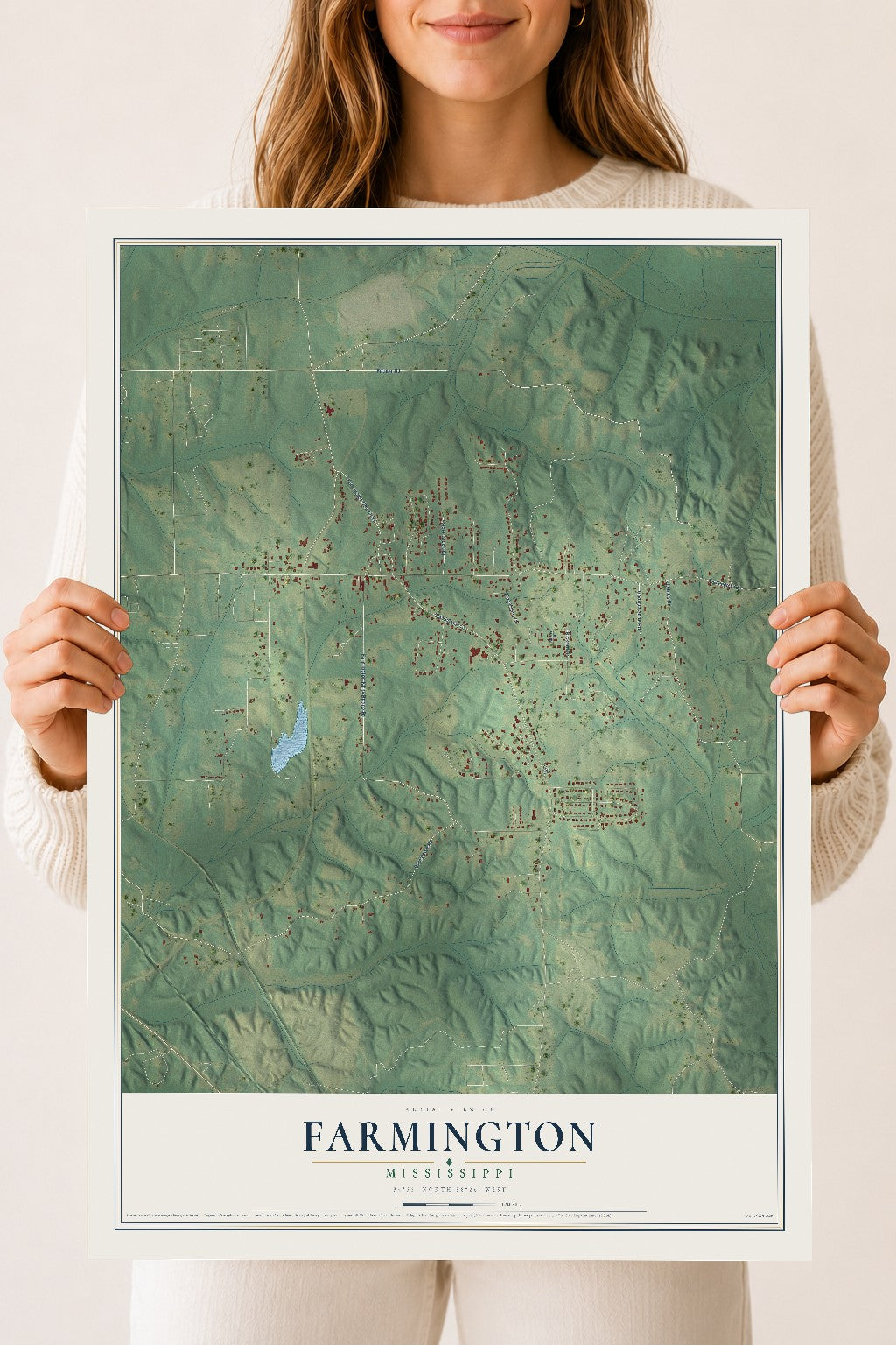 Map of Farmington, Mississippi, 18 x 24 inch unframed archival matte print