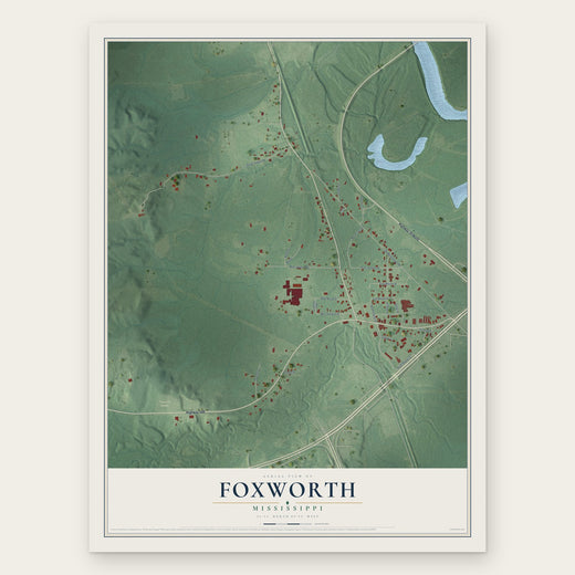 Foxworth, Mississippi map print, the full design