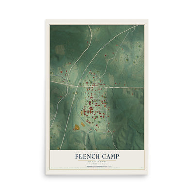 Map of French Camp, Mississippi, 12 x 18 inch unframed archival matte print