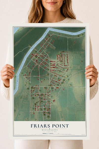 Map of Friars Point, Mississippi, 18 x 24 inch unframed archival matte print