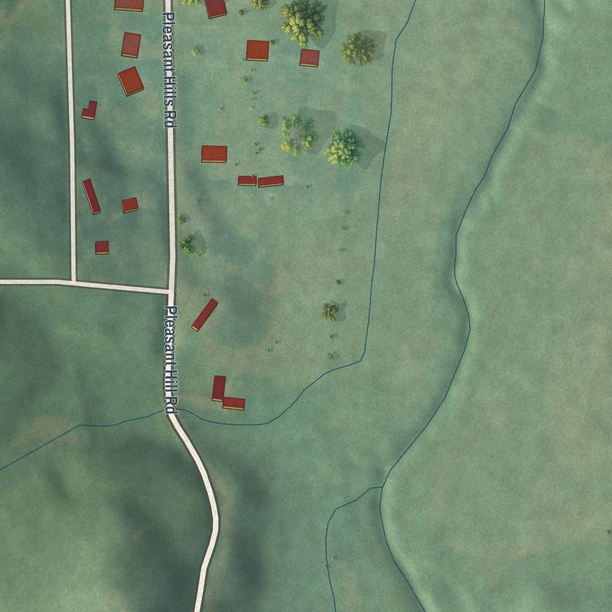 Second close-up of the map of Gattman, Mississippi print showing more streets and buildings