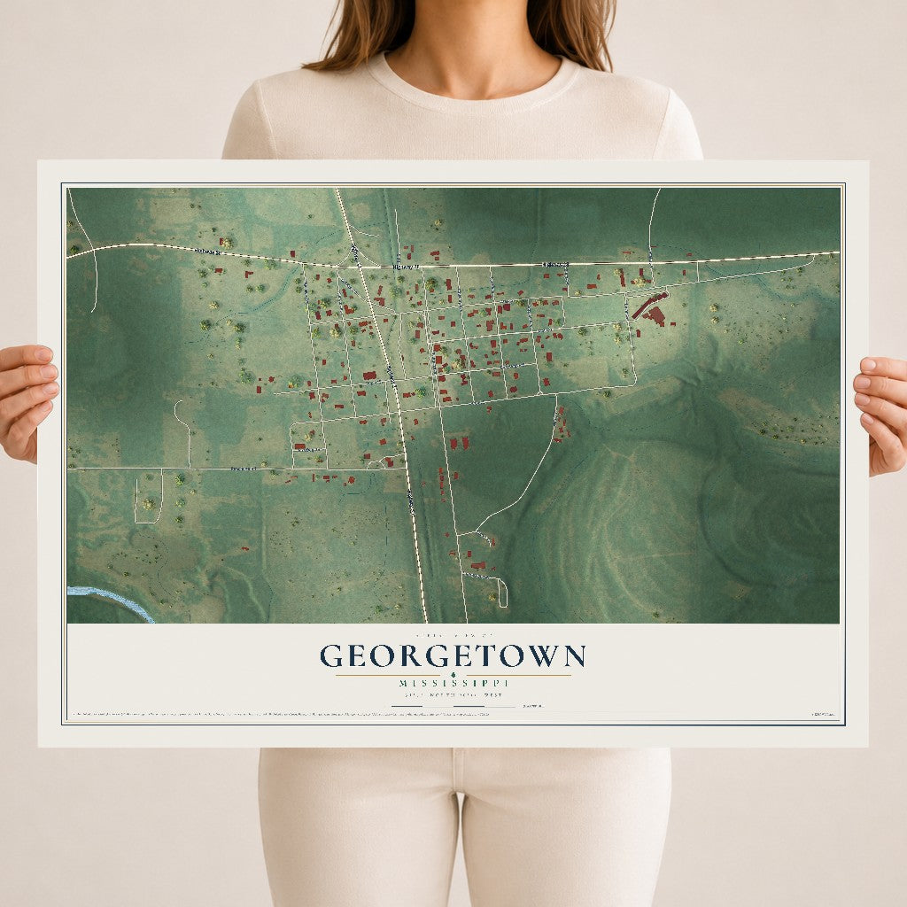 Map of Georgetown, Mississippi, 18 x 24 inch unframed archival matte print