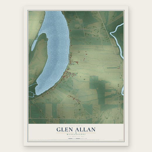 Glen Allan, Mississippi map print, the full design