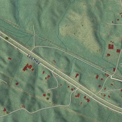 Second close-up of the map of Glen, Mississippi print showing more streets and buildings