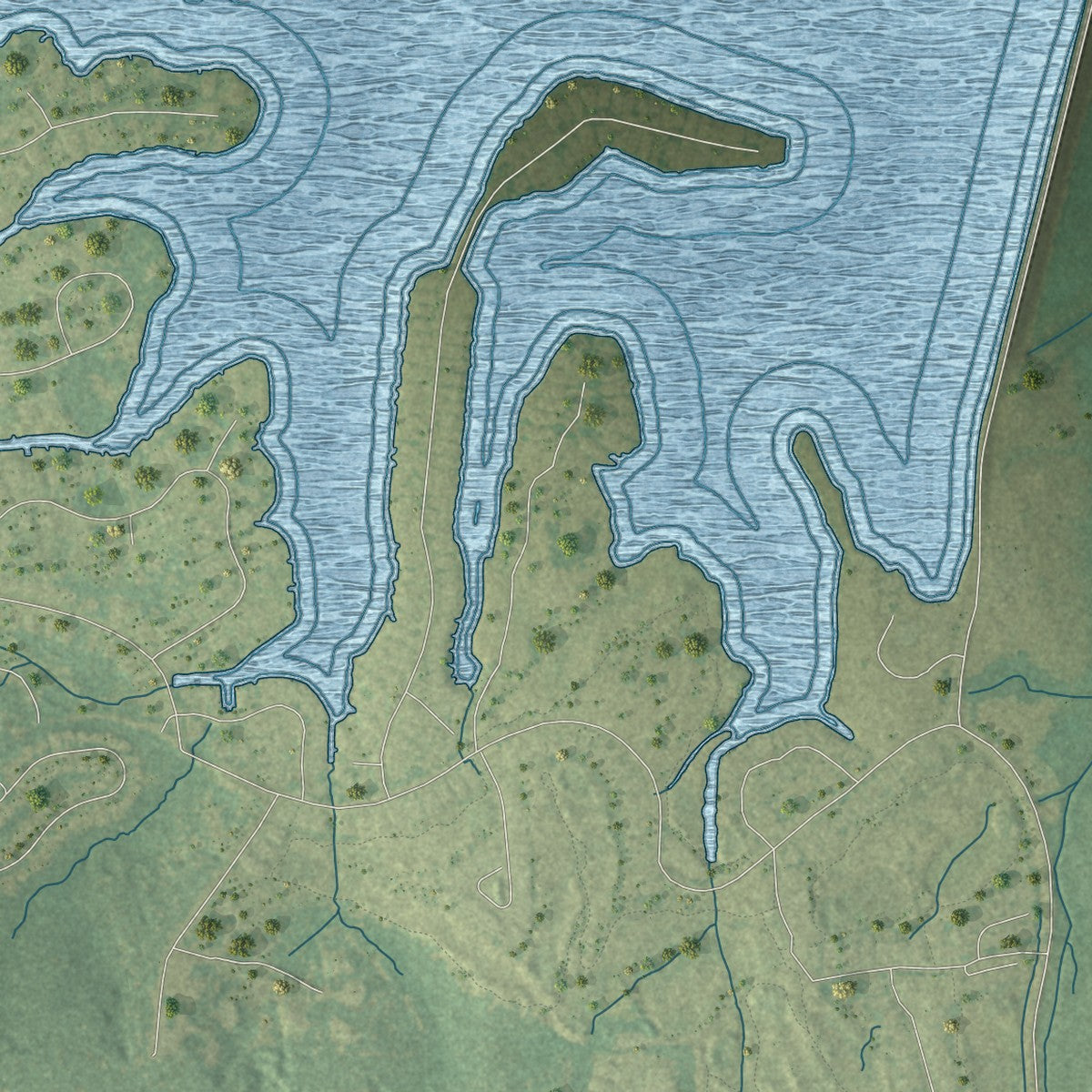 Second close-up of the map of Gluckstadt, Mississippi print showing more streets and buildings