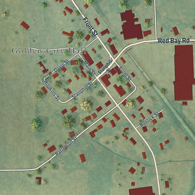 Close-up of the map of Golden, Mississippi print showing street and building detail