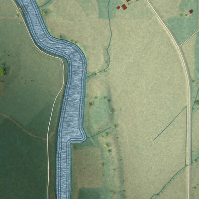 Close-up of the map of Grace, Mississippi print showing street and building detail