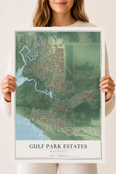 Map of Gulf Park Estates, Mississippi, 18 x 24 inch unframed archival matte print