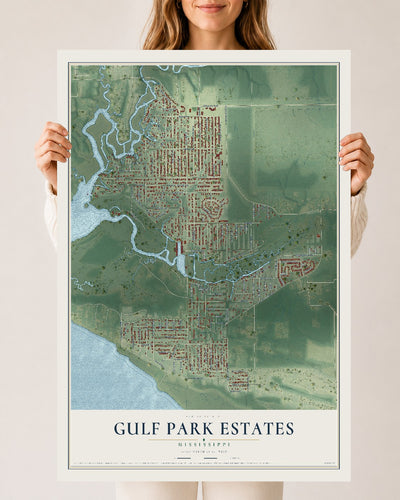 Map of Gulf Park Estates, Mississippi, 24 x 36 inch unframed archival matte print