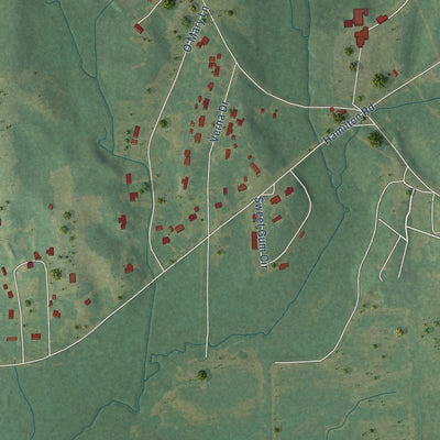 Close-up of the map of Hamilton, Mississippi print showing street and building detail