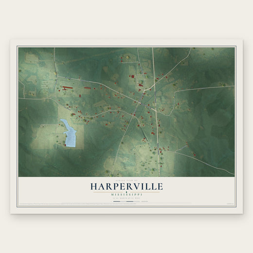 Harperville, Mississippi map print, the full design