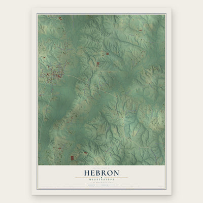 Hebron, Mississippi map print, the full design