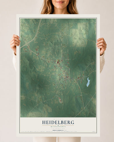 Map of Heidelberg, Mississippi, 24 x 36 inch unframed archival matte print