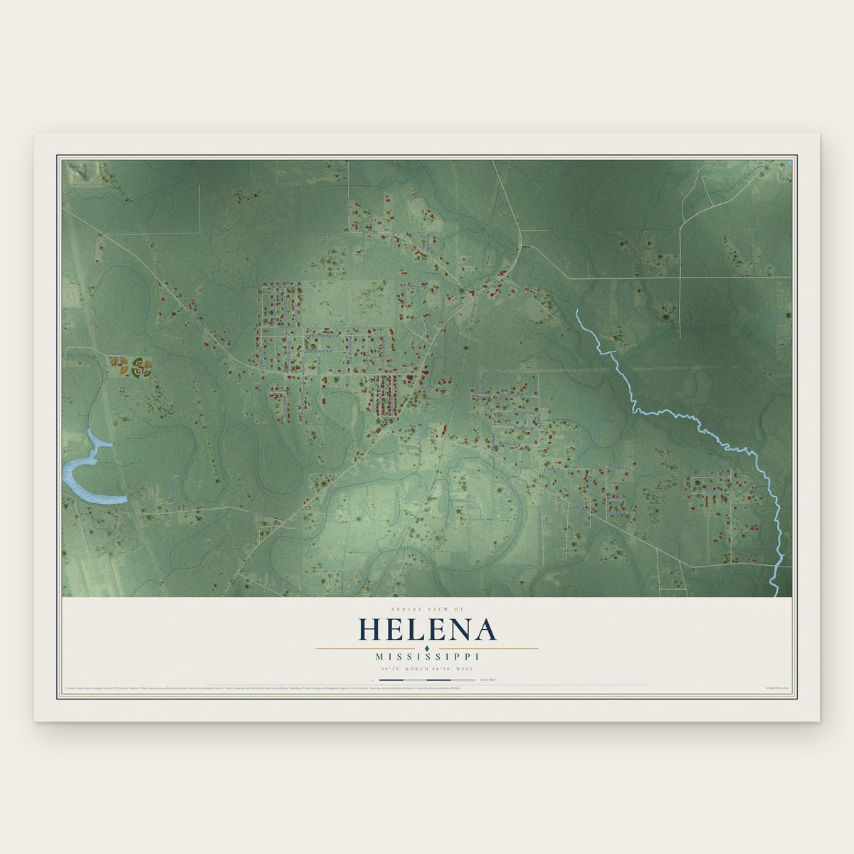 Helena, Mississippi map print, the full design