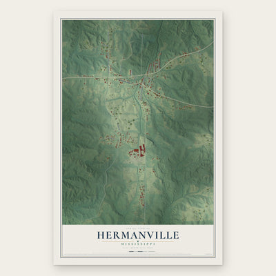 Hermanville, Mississippi map print, the full design