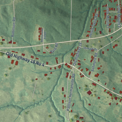 Close-up of the map of Hermanville, Mississippi print showing street and building detail