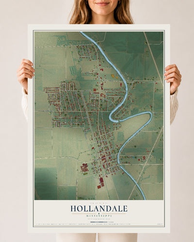 Map of Hollandale, Mississippi, 24 x 36 inch unframed archival matte print