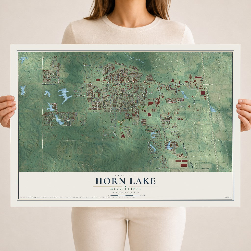 Map of Horn Lake, Mississippi, 18 x 24 inch unframed archival matte print