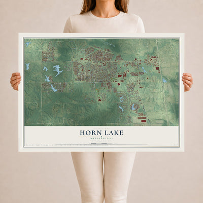 Map of Horn Lake, Mississippi, 24 x 36 inch unframed archival matte print
