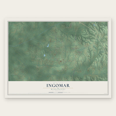 Ingomar, Mississippi map print, the full design