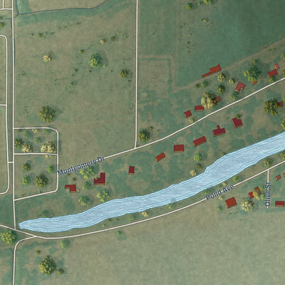 Second close-up of the map of Inverness, Mississippi print showing more streets and buildings