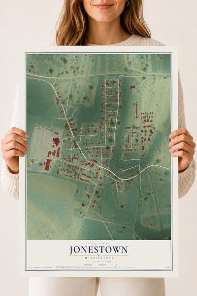 Map of Jonestown, Mississippi, 18 x 24 inch unframed archival matte print