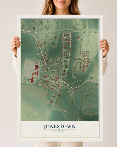 Map of Jonestown, Mississippi, 24 x 36 inch unframed archival matte print