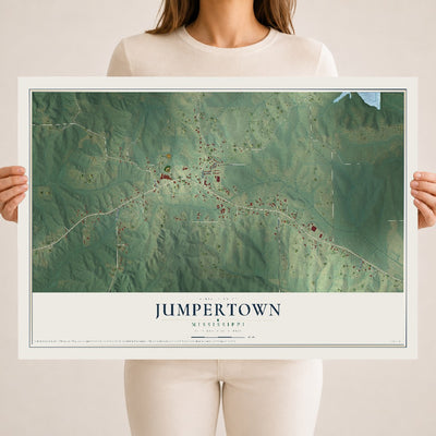 Map of Jumpertown, Mississippi, 18 x 24 inch unframed archival matte print