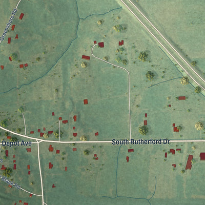 Second close-up of the map of Kilmichael, Mississippi print showing more streets and buildings