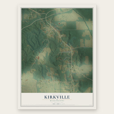 Kirkville, Mississippi map print, the full design