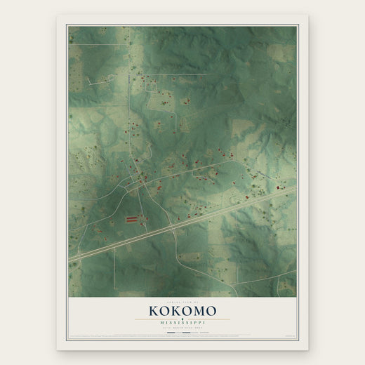 Kokomo, Mississippi map print, the full design