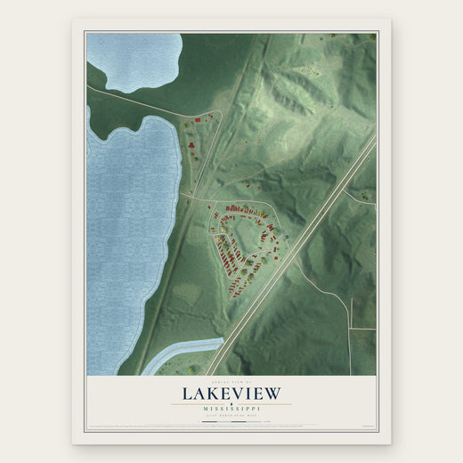 Lakeview, Mississippi map print, the full design