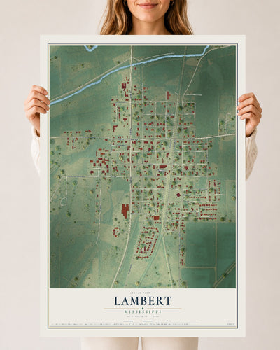 Map of Lambert, Mississippi, 24 x 36 inch unframed archival matte print