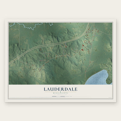 Lauderdale, Mississippi map print, the full design