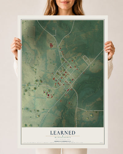 Map of Learned, Mississippi, 24 x 36 inch unframed archival matte print