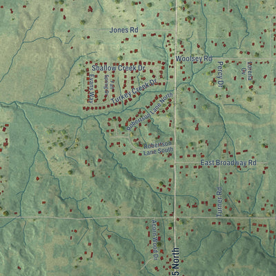 Close-up of the map of Lewisburg, Mississippi print showing street and building detail