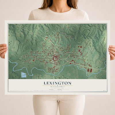 Map of Lexington, Mississippi, 18 x 24 inch unframed archival matte print
