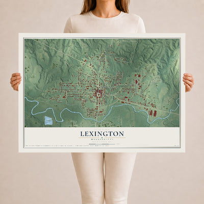 Map of Lexington, Mississippi, 24 x 36 inch unframed archival matte print