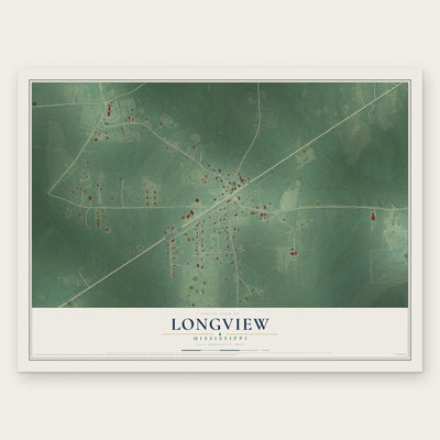 Longview, Mississippi map print, the full design
