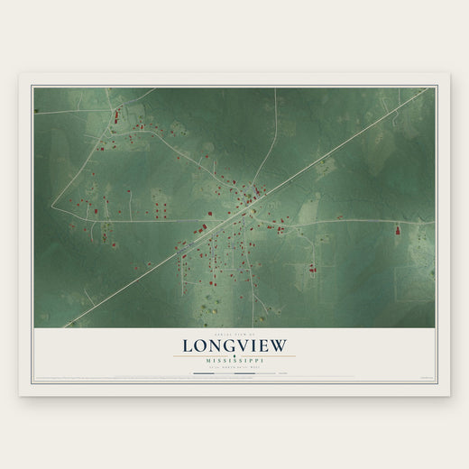 Longview, Mississippi map print, the full design