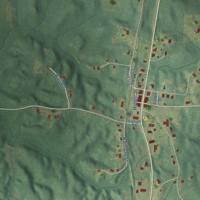 Close-up of the map of Louin, Mississippi print showing street and building detail