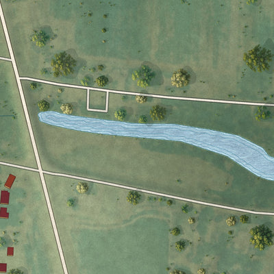 Second close-up of the map of Louise, Mississippi print showing more streets and buildings
